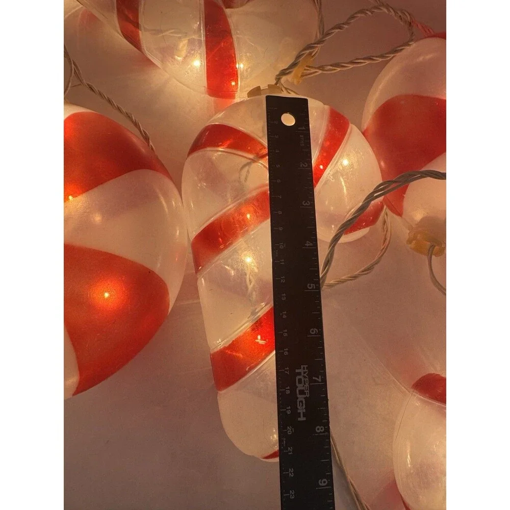 Blow Mold 15 Lighted Candy Canes & Peppermint Christmas Hanging String Lights